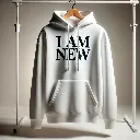 DALL·E 2025-12-06 18.56.35 - A modern white hoodie displayed on a mannequin or hanger, set against a simple neutral background. The front of the hoodie features the slogan 'I am n.webp